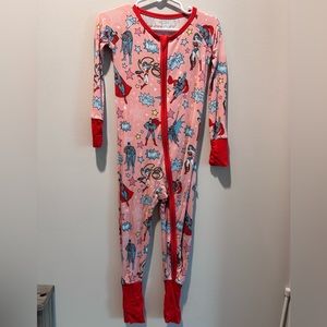 Little Sleepies Pink Superhero Zippie 2T
